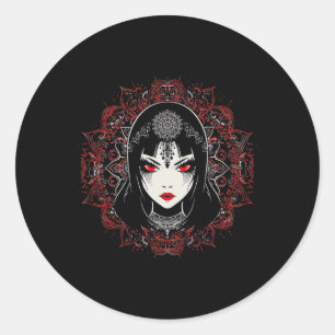 Anime Manga Motif Mandala Illustration Anime 1  Classic Round Sticker
