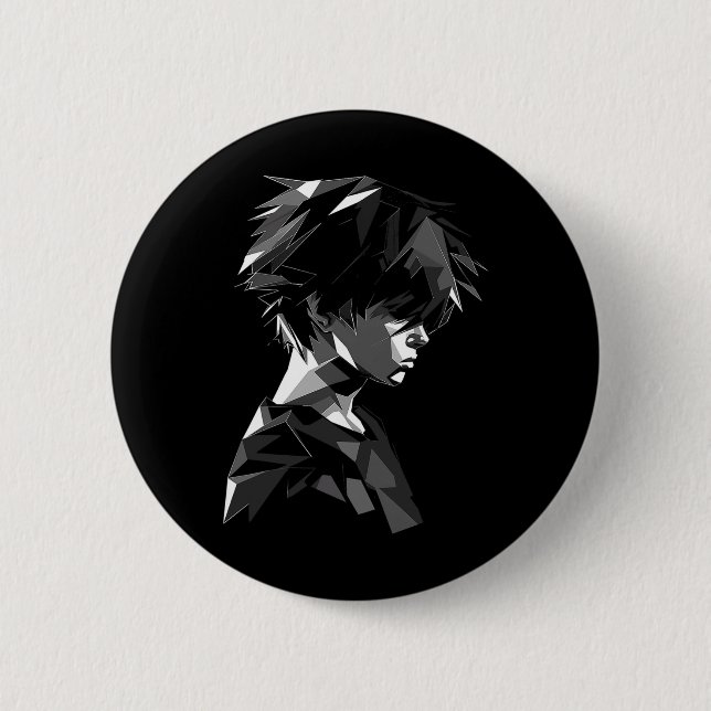 Anime Manga Motif Polygon Artwork Anime  2 Inch Round Button (Front)