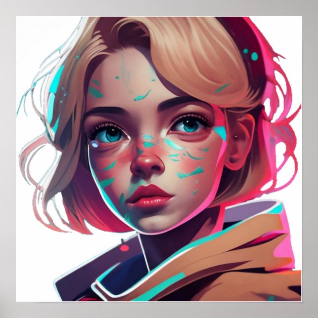 Anime manga pop art lovers face characters cartoon poster (Front)