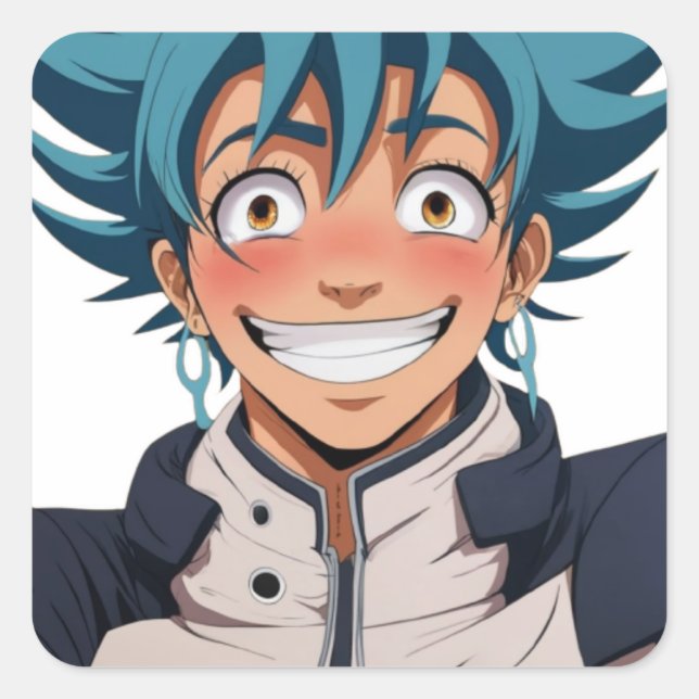 Anime manga pop art lovers face laughs characters  square sticker (Front)