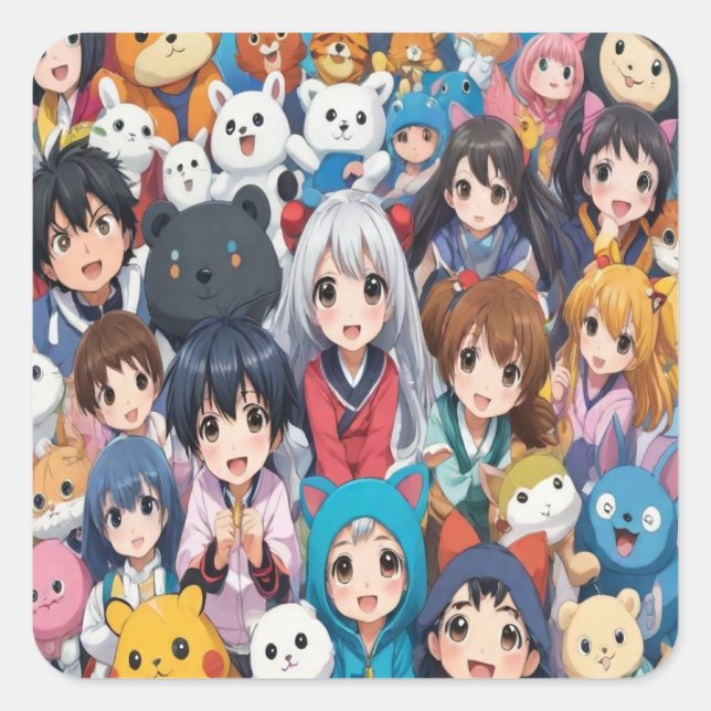 Anime manga pop art lovers pop lovers cartoon  square sticker (Front)