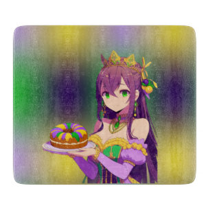 Anime Mardi Gras King cake Cutting Board