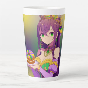 Anime Mardi Gras King cake Latte Mug