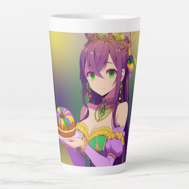 Anime Mardi Gras King cake Latte Mug (Front)