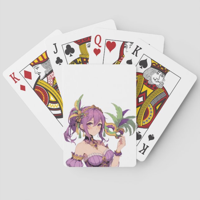 Anime Mardi Gras mask Playing Cards (Back)