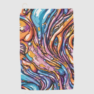 Anime melting plastic texture, Vibrant colours Golf Towel