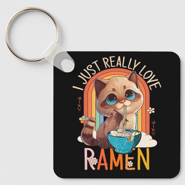 Anime Merch Kawaii Really Love Ramen Japanese Nood Keychain (Front)