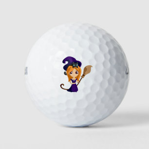 Anime Moon witch cat cartoon Golf Balls
