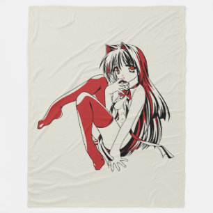 Anime Neko Cat Girl, Cute Spicy Furry, RBP Fleece Blanket