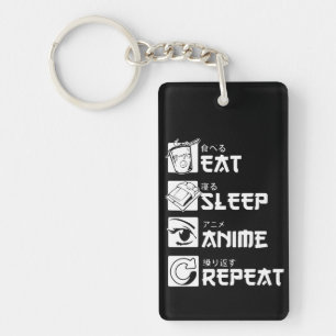 Anime Obsession: Eat, Sleep, Anime, Repeat Keychain