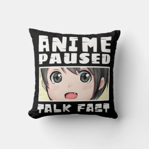 anime paused talk fast throw pillow