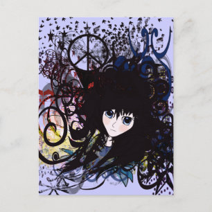 Anime Peace Grunge Postcard