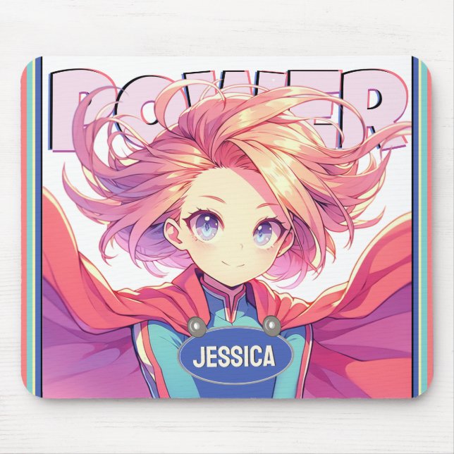 Anime Power Hero Girl Mouse Pad (Front)
