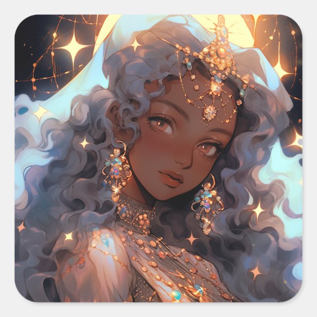 Anime Princess Fantasy Art Square Sticker (Front)