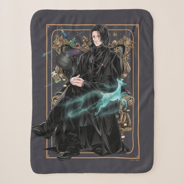 Anime Professor Severus Snape Seated Sherpa Blanket (Front)