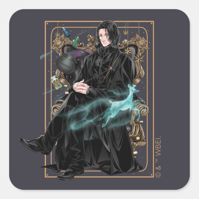 Anime Professor Severus Snape Seated Square Sticker (Front)
