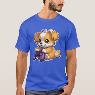 Anime pup playing video games retro T-Shirt