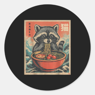 Anime Raccoon Ramen Japanese Funny Kawaii Gift Men Classic Round Sticker