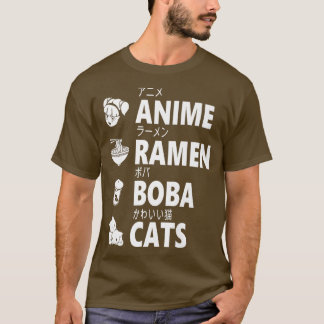 Anime Ramen Boba Cats Japanese Food Lover Manga Ot T-Shirt
