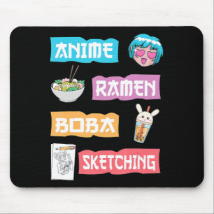 Anime Ramen Boba Sketching  Kawaii Anime Lover Mer Mouse Pad