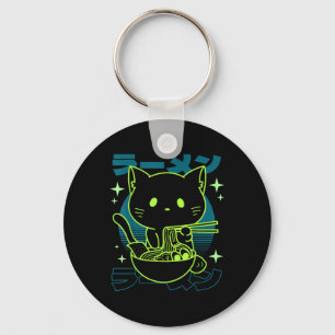 Anime Ramen Cat Japanese Retro Noodles Aesthetic K Keychain