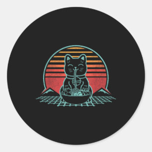 Anime Ramen Cat Retro Japanese Noodles Aesthetic K Classic Round Sticker