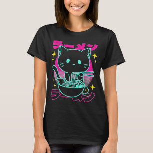 Anime Ramen Cat Retro Japanese Noodles Aesthetic  T-Shirt