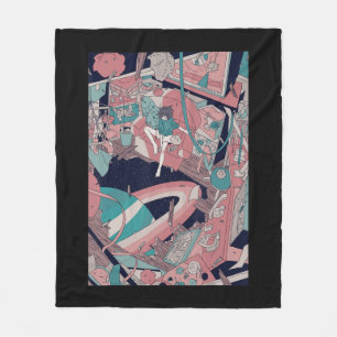 Anime Retro 90s Lofi Girl Aesthetic Japanese Otaku Fleece Blanket