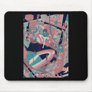 Anime Retro 90s Lofi Girl Aesthetic Japanese Otaku Mouse Pad
