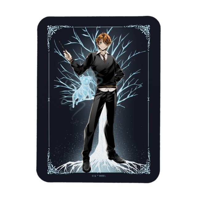 Anime Ron Weasley's Jack Russell Terrier Patronus Magnet (Vertical)