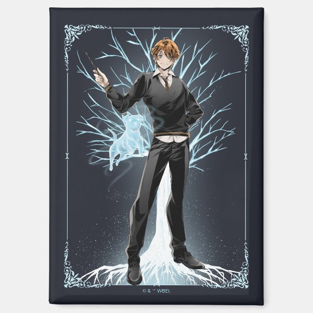 Anime Ron Weasley's Jack Russell Terrier Patronus Magnet (Front)