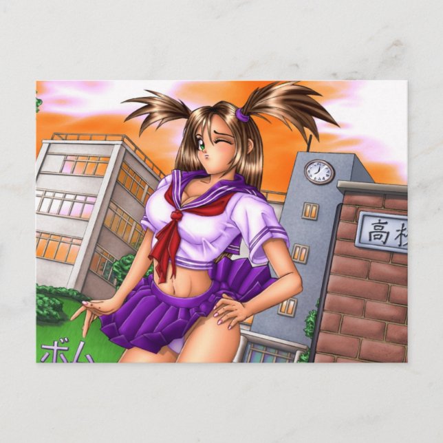 Anime School Girl Nikki Postcard (Front)