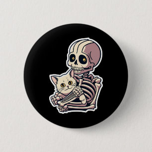 Anime Skeleton Holding A Cat Shirt Lazy Halloween 2 Inch Round Button