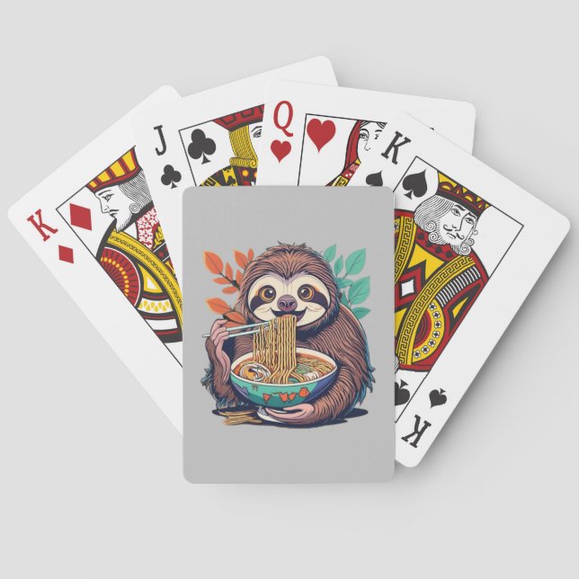 Anime Sloth Eating Ramen Playing Cards (Back)