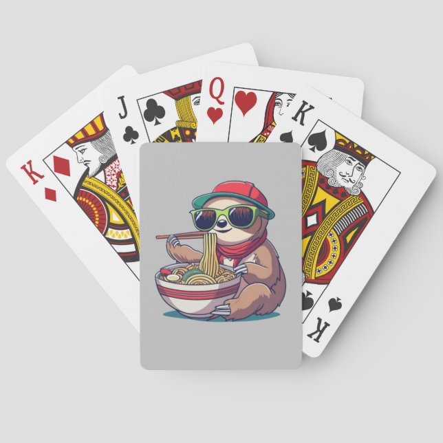 Anime Sloth Eating Ramen Playing Cards (Back)