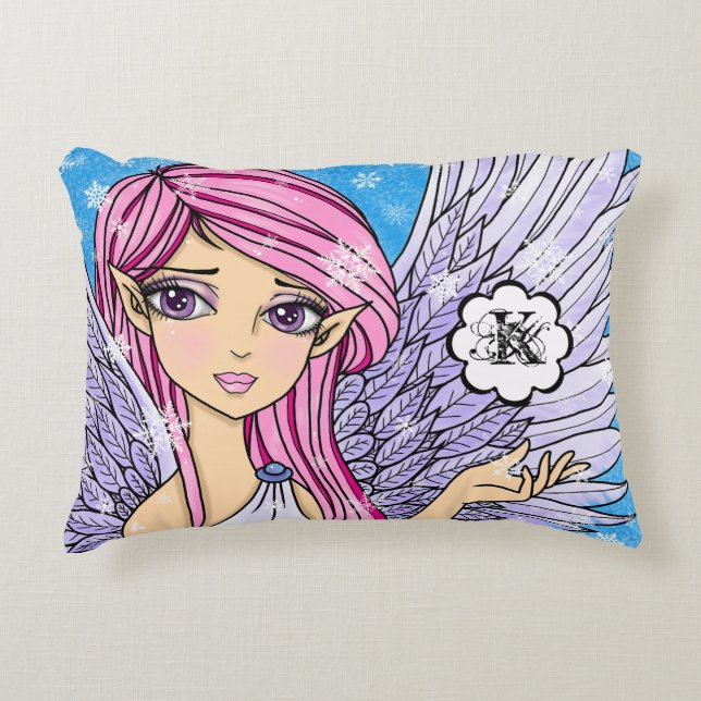 Anime Snow Angel Personalizabel art print Accent Pillow (Front)