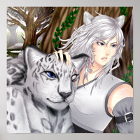 Anime snow leopard decorative
