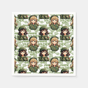 Anime Soldier Girls Pattern Design Napkin