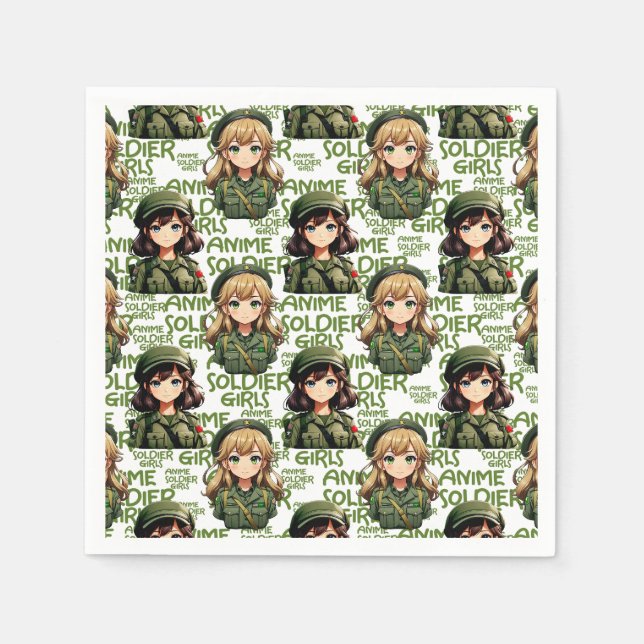 Anime Soldier Girls Pattern Design  Napkin (Front)