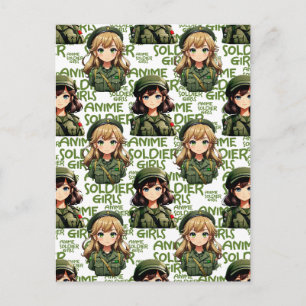 Anime Soldier Girls Pattern Design  Postcard
