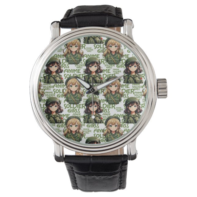 Anime Soldier Girls Pattern Design  Watch (Front)