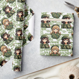Anime Soldier Girls Pattern Design Wrapping Paper