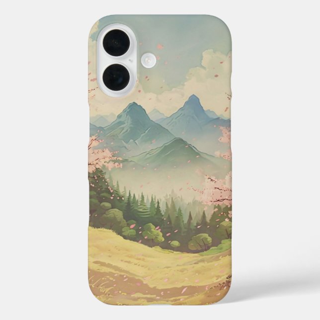 Anime Spring Blossom iPhone 16 Case (Back)