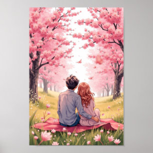Anime Spring Blossom Picnic Wall Art