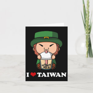 Anime St Patricks Day Leprechaun Bubble Tea I Love Card