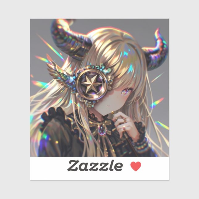 Anime Steampunk Horned Beauty with Star Monocle (Sheet)