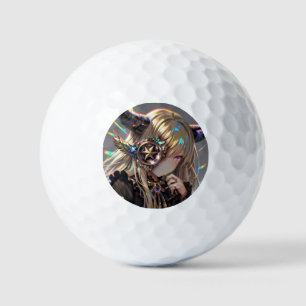 Anime Steampunk Horned Beauty with Star Monocle Golf Balls