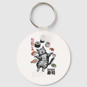 Anime-style Sushi Cat Harajuku Tokyo Japan Cat Caf Keychain