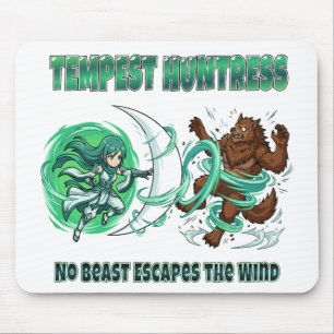 Anime Style Tempest Huntress vs Werewolf Wind Batt Mouse Pad
