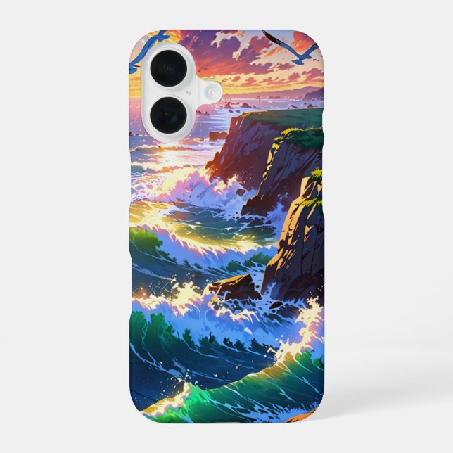 Anime Summer Seaside Sunset iPhone 16 Case (Back)